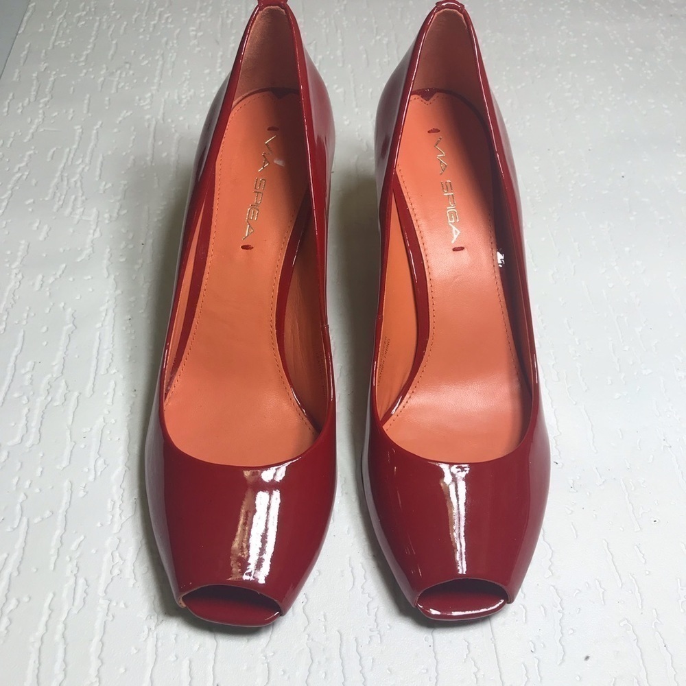 Via Spiga RED peep toe parte leather NEW